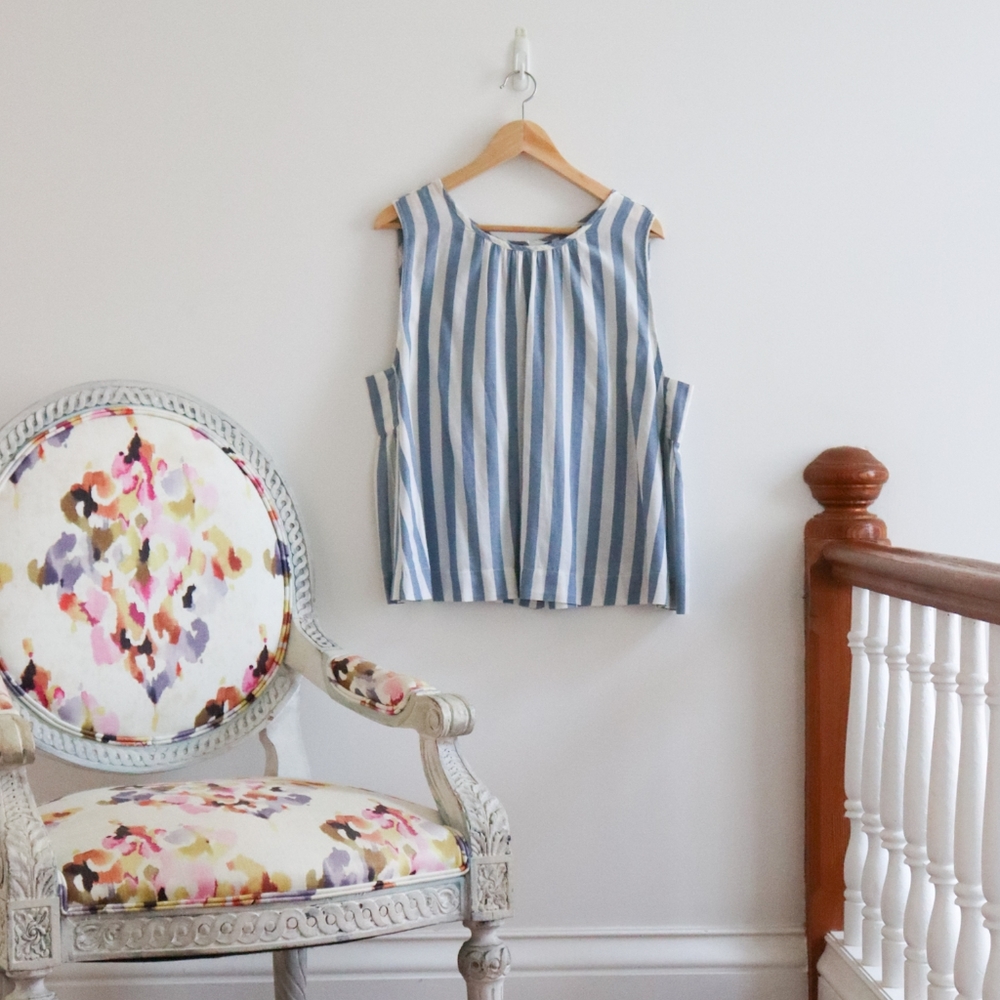 Madewell striped blue and white crop top